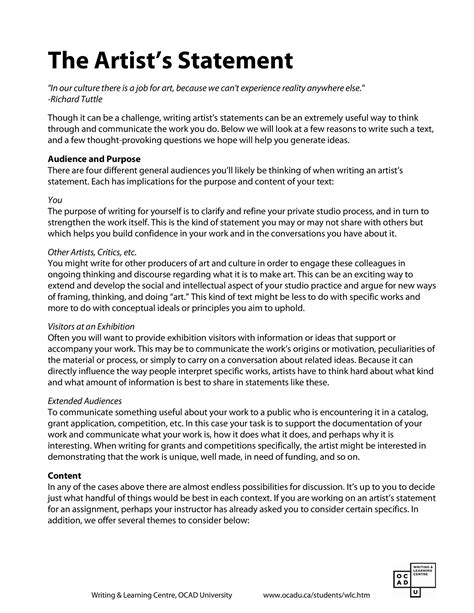 How to Write an Artist Statement .